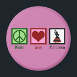 Peace Love Flamenco Danser Pink Dancer Magneet<br><div class="desc">Peace Love Flamenco dansende gift voor een danser.</div>