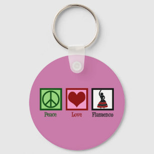 Peace Love Flamenco Danser Pink Dancer Sleutelhanger