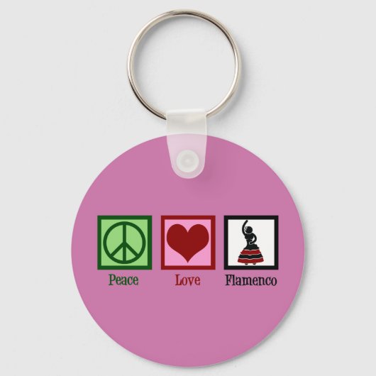 Peace Love Flamenco Danser Pink Dancer Sleutelhanger (Voorkant)