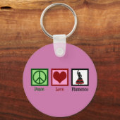 Peace Love Flamenco Danser Pink Dancer Sleutelhanger (Voorkant)