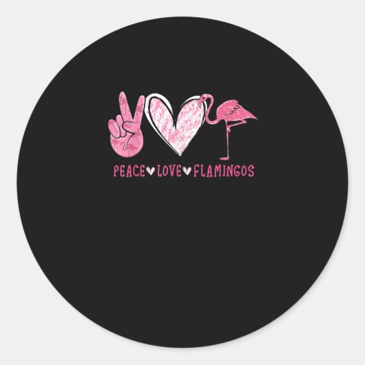 Peace Love Flamingo | Flamingo Lover Ronde Sticker (Voorkant)