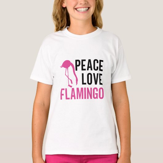 Peace Love Flamingo grafisch T-shirt (Voorkant)