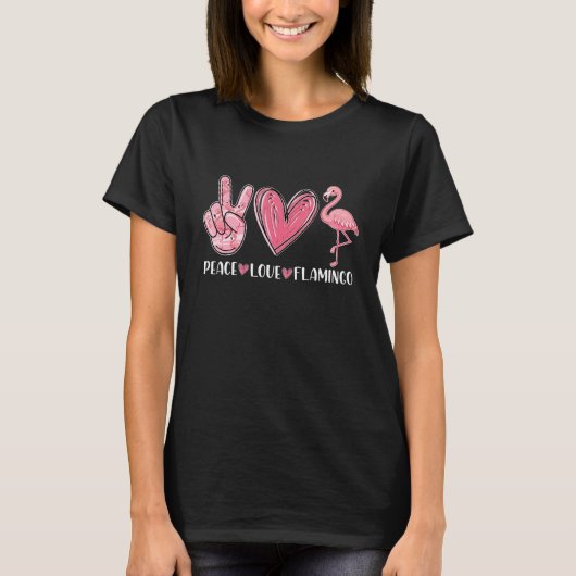 Peace Love Flamingo Women Cute Summer Beach Tropic T-shirt (Voorkant)