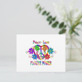 Peace Love Flower Power Briefkaart (Staand voorkant)
