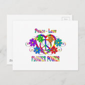 Peace Love Flower Power Briefkaart (Voorkant / Achterkant)