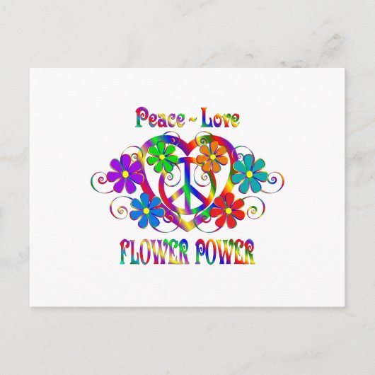 Peace Love Flower Power Briefkaart (Voorkant)