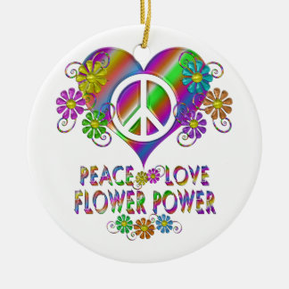 Peace Love Flower Power Keramisch Ornament
