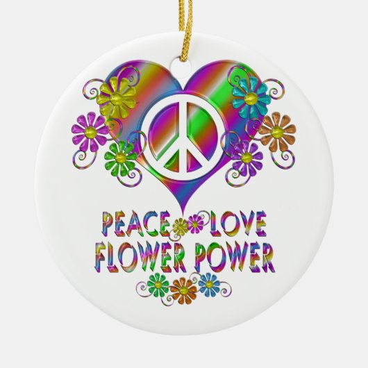 Peace Love Flower Power Keramisch Ornament (Voorkant)