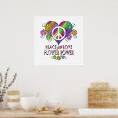 Peace Love Flower Power Poster (Keuken)