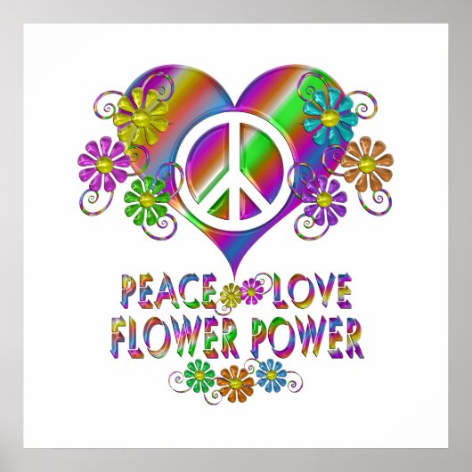 Peace Love Flower Power Poster (Voorkant)
