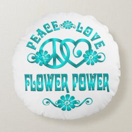 Peace Love Flower Power Rond Kussen