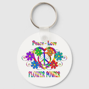 Peace Love Flower Power Sleutelhanger