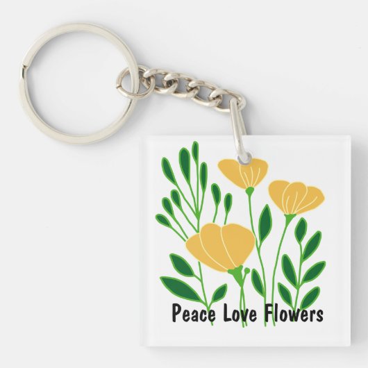 Peace Love Flowers Sleutelhanger (voorkant)