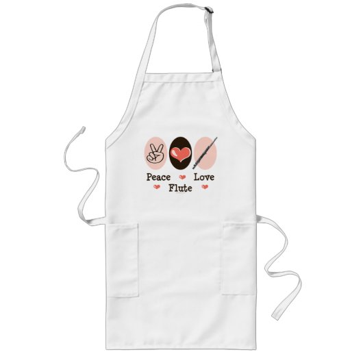Peace Love Flute Apron Lang Schort (Voorkant)
