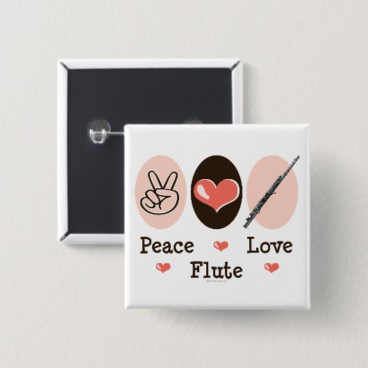 Peace Love Flute Button (Voorkant /achterkant)