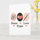 Peace Love Flute Greeting Card Kaart (Gele Bloem)