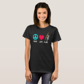Peace Love Flute Player Music Retro Marching Band T-shirt (Voorkant volledig)