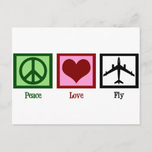 Peace Love Fly Briefkaart