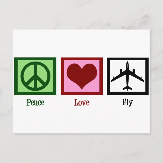 Peace Love Fly Briefkaart (Voorkant)