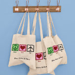 Peace Love Fly Custom Airplane Pilot Tote Bag<br><div class="desc">Een groot,  op maat gemaakt geschenk voor een piloot die van vliegende vliegtuigen houdt of als bediende bij een luchtvaartmaatschappij werkt. Personaliseer met jouw naam of andere schattige teksten.</div>