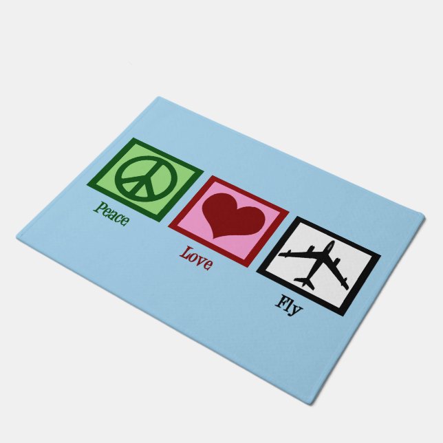 Peace Love Fly Deurmat (Schuin)