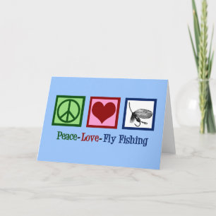 Peace Love Fly Fishing Kerstvissers Feestdagen Kaart