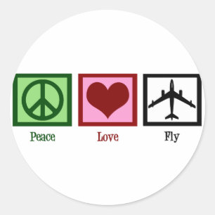 Peace Love Fly Ronde Sticker