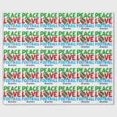 Peace Love Football Aangepast kerstfeest Cadeaupapier (Vlak)