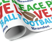 Peace Love Football Aangepast kerstfeest Cadeaupapier (Rol Hoek)