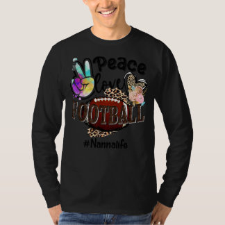 Peace Love Football Nanna Life Ma Grandma Leopard T-shirt