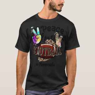 Peace Love Football Nanna Life Ma Grandma Leopard T-shirt
