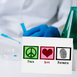 Peace Love Forensics Fingerprint Forensic Lab Kaar<br><div class="desc">Als je forensische wetenschap fascineert,  is dit de perfecte kaart voor een forensische wetenschapper. Het bevat een vredesteken,  hart en vingerafdruk voor een rechercheur in misdaadonderzoek.</div>