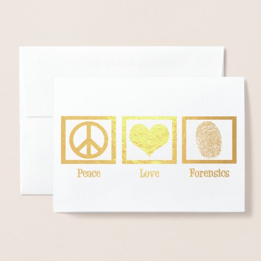 Peace Love Forensics Mooi Goud Folie Kaarten (Voorkant met envelop)