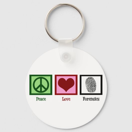 Peace Love Forensics Sleutelhanger (Achterkant)