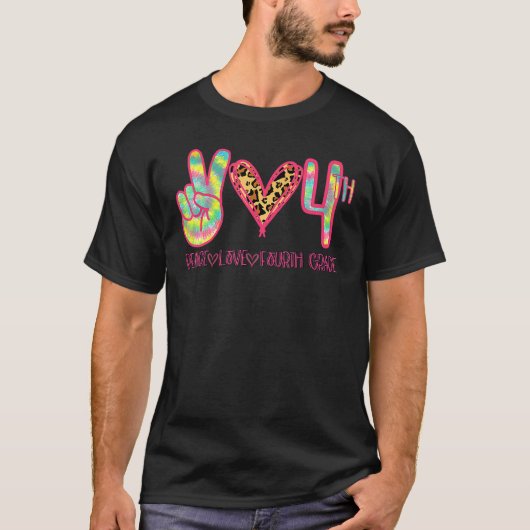 Peace Love Fourth 4e Grade Squad Back to School T-shirt (Voorkant)
