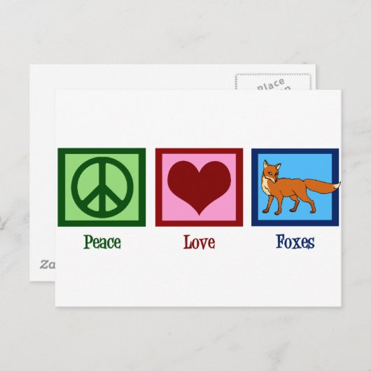 Peace Love Foxes Briefkaart (Voorkant / Achterkant)