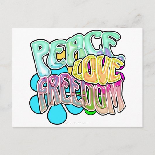 Peace Love Freedom Briefkaart (Voorkant)