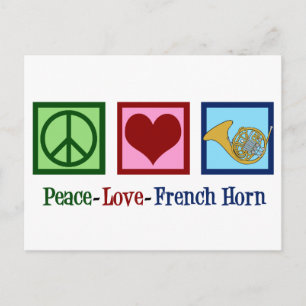 Peace Love French Horn Briefkaart