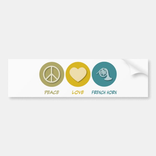 Peace Love French Horn Bumpersticker (Voorkant)
