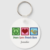 Peace Love French Horn Sleutelhanger (Voorkant)