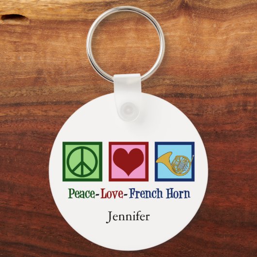 Peace Love French Horn Sleutelhanger (Achterkant)