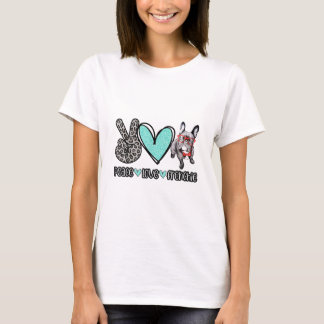 Peace Love Frenchie Dog for Men and Women Love T-shirt