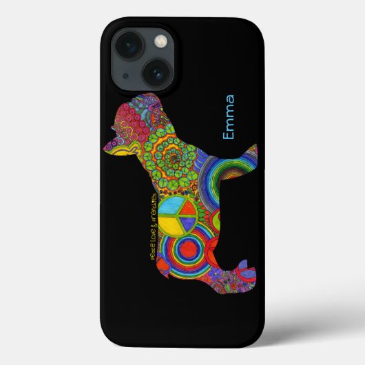 "Peace Love & Frenchies" Pop Art iPhone Case (Achterkant)