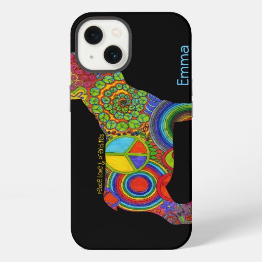 "Peace Love & Frenchies" Pop Art iPhone Hoesje iPhone 13 Hoesje (Achterkant)