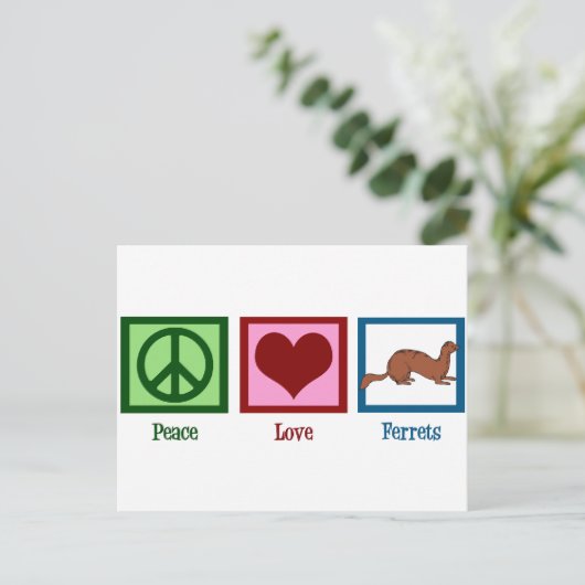 Peace Love-fretten Briefkaart (Staand voorkant)