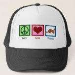 Peace Love-fretten Trucker Pet<br><div class="desc">Deze coole cadeau van de fret is voorzien van een schattig vredesteken,  een hart en een huisdier fret. Het cadeau van Peace Love Ferretten.</div>