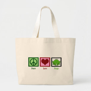 Peace Love Frogs Grote Tote Bag