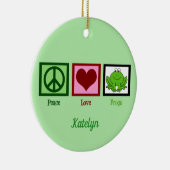 Peace Love Frogs Metal Cute Custom Kikker Keramisch Ornament (Rechts)