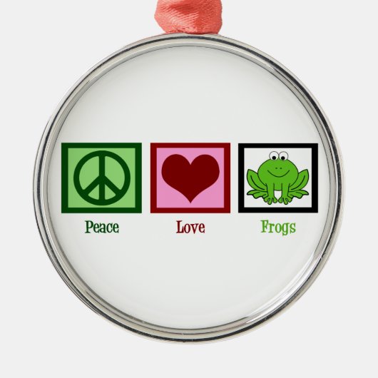 Peace Love Frogs Metalen Ornament (Voorkant)
