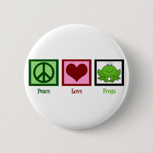 Peace Love Frogs Ronde Button 5,7 Cm
